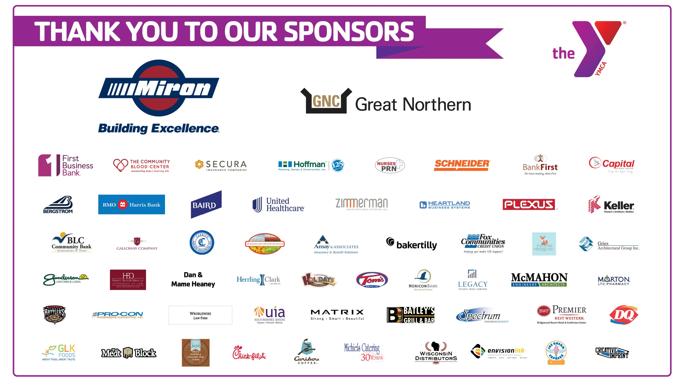 Thank you YMCA golf outing sponsors.